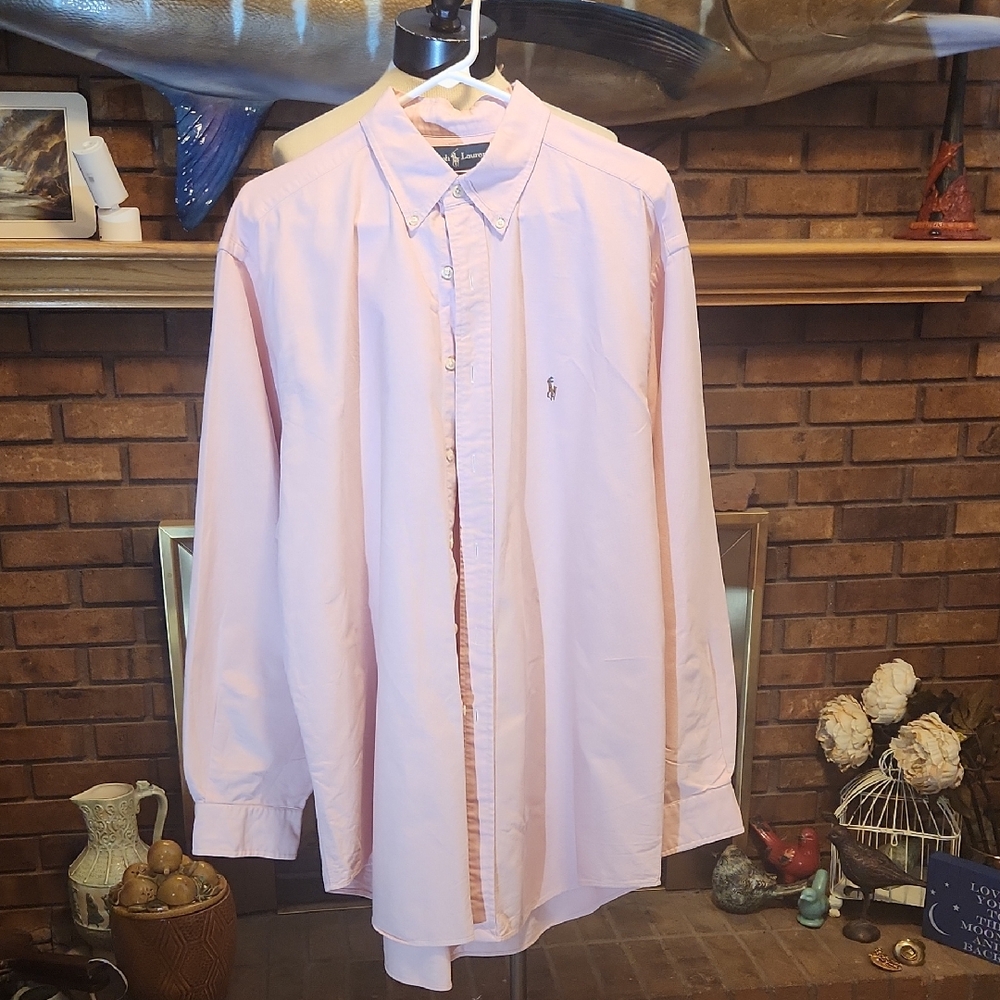 Ralph Lauren Light Pink Dress Shirt Classic Fit Size 17 34/35 Preppy Business